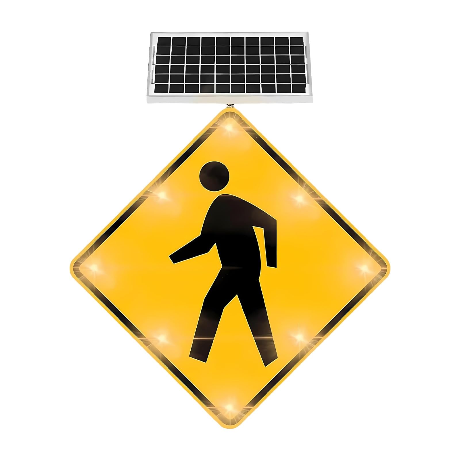 Znak Drogowy Solar LED Migający Przejście Dla Pieszych 800m Widoczność Automatyczny Czujnik światła Ip65 Sygnalizacja Drogowa Szkoła Parking Ulica Zwiększona Widoczność(32in)