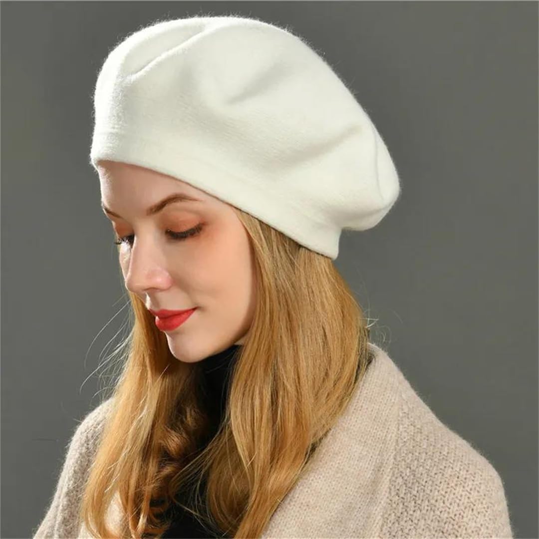 Wvapzxx Damskie wełniane berety ciepła zimowa czapka beanie zwykły jednolity kolor eleganckie jesienne czapki malarskie
