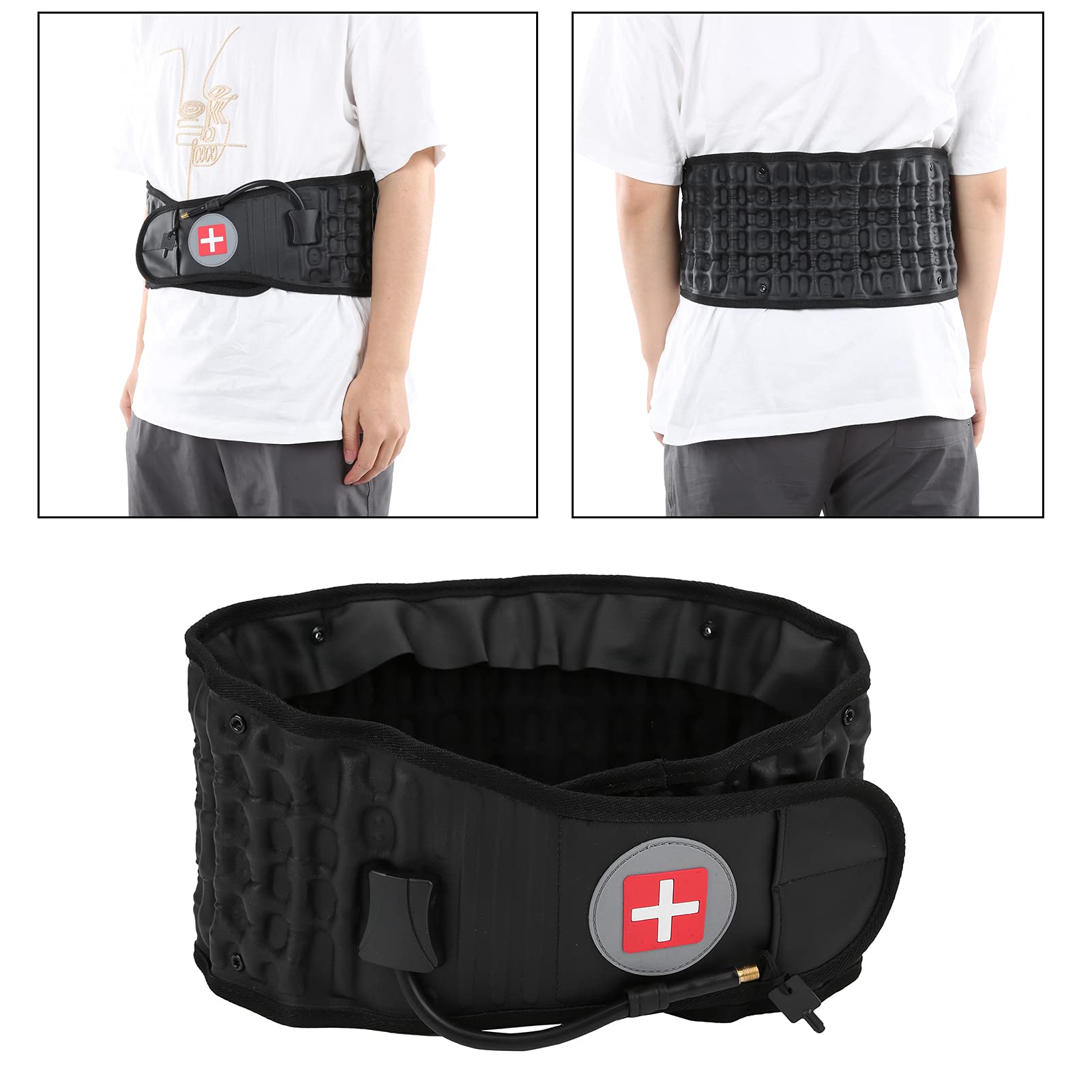 01 Ceinture de Soutien Lombaire, Ceinture Dorsale de décompression réduisant la Pression discale Ceinture de Soutien Dorsal Gonflable de Taille réglable pour Le Soutien Lombaire pour Hommes et