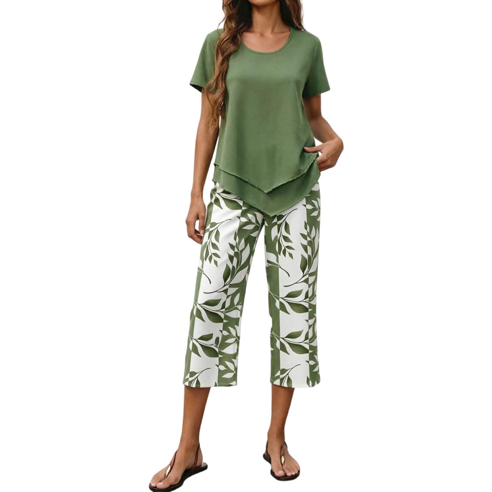 Générique Ensemble haut et pantalon femme tenue chic haut col claudine et pantalon cigarette ensemble 2 pièces mode élégante classique quotidien A55