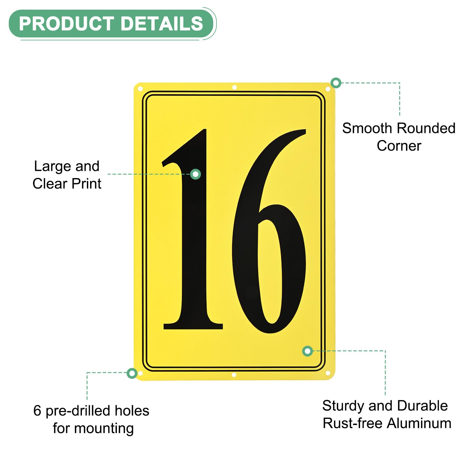 M METERXITY Aluminum Number Sign 16, 11.8 Inch House Numbers and Metal Letters, Parking Spot Letter Signs - Image 2