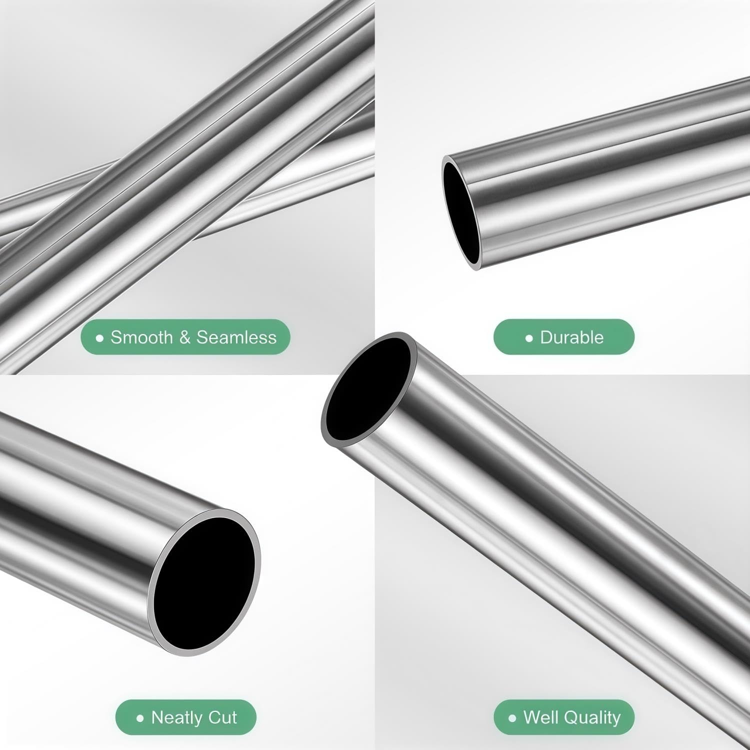 Tubo hueco recto de acero inoxidable TLDSYUFI 304, 0.7087-1.8898 pulgadas de diámetro exterior, 0.0472-0.1181 pulgadas de peso, 1000 mm (39.37 pulgadas), 1 pieza(OD1.5748in-WT0.0591in)
