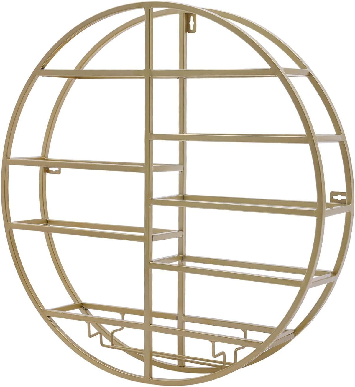 Round Wall Mounted Wine Rack - Metal Floating Wine Bottle Organizer and Glass Shelf Holder for Home Bar and Kitchen, Space-Saving Solution