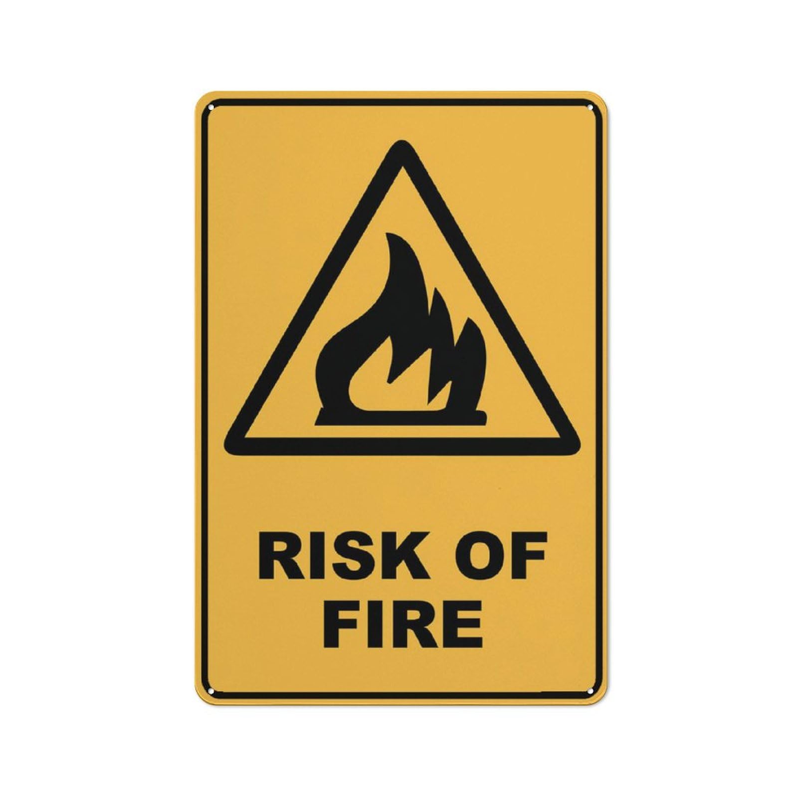 Risk Of Fire Sign, 8x12 Inch Rust-Free Aluminum - UV-Protected, Waterproof, Weatherproof & Fade Resistant, 4 Pre-Drilled Holes
