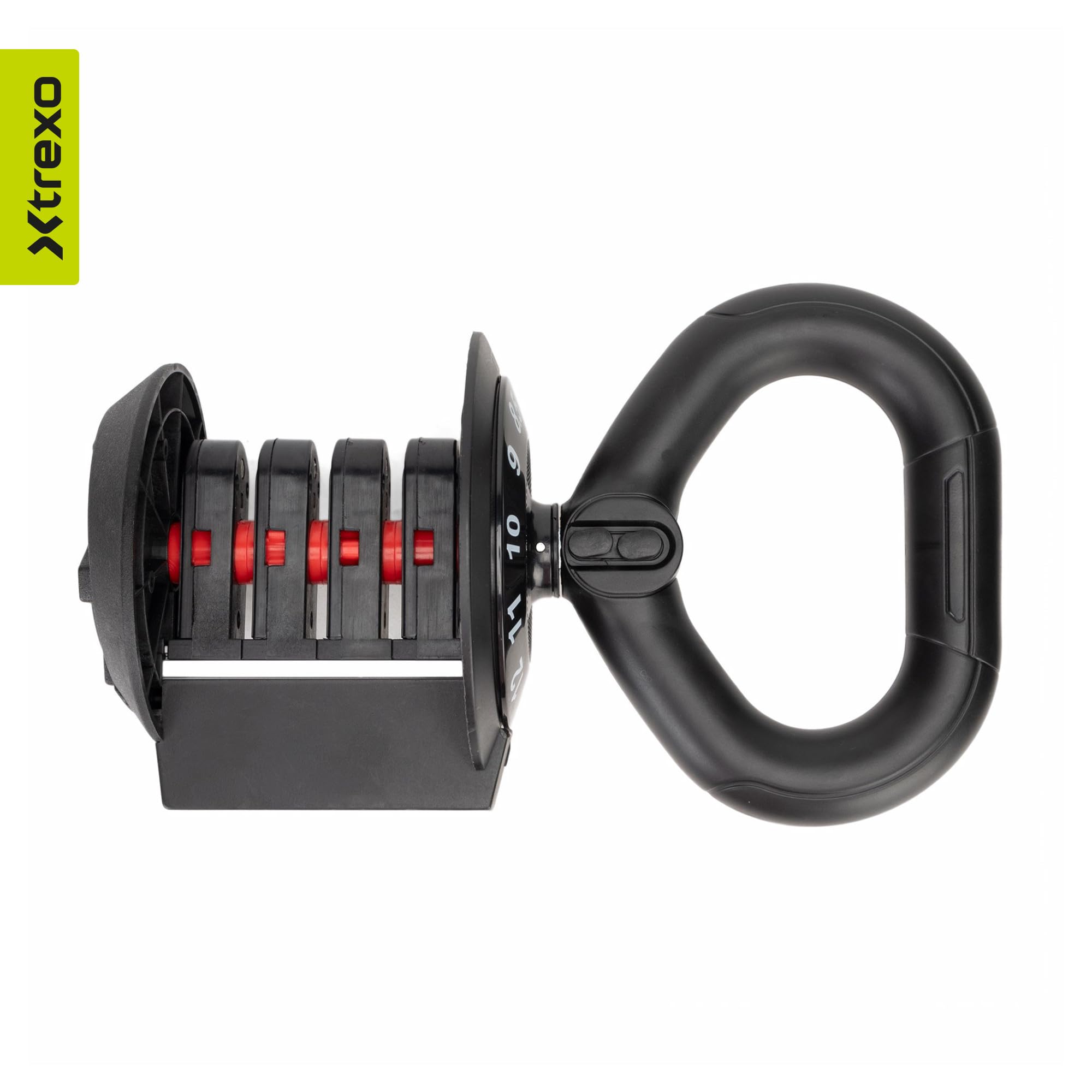 TREXO Kettlebell Regolabile 12 kg in Ghisa per Diversi Esercizi Versatili Manubrio a Sfera Professionale con 16 Livelli di Regolazione Nero