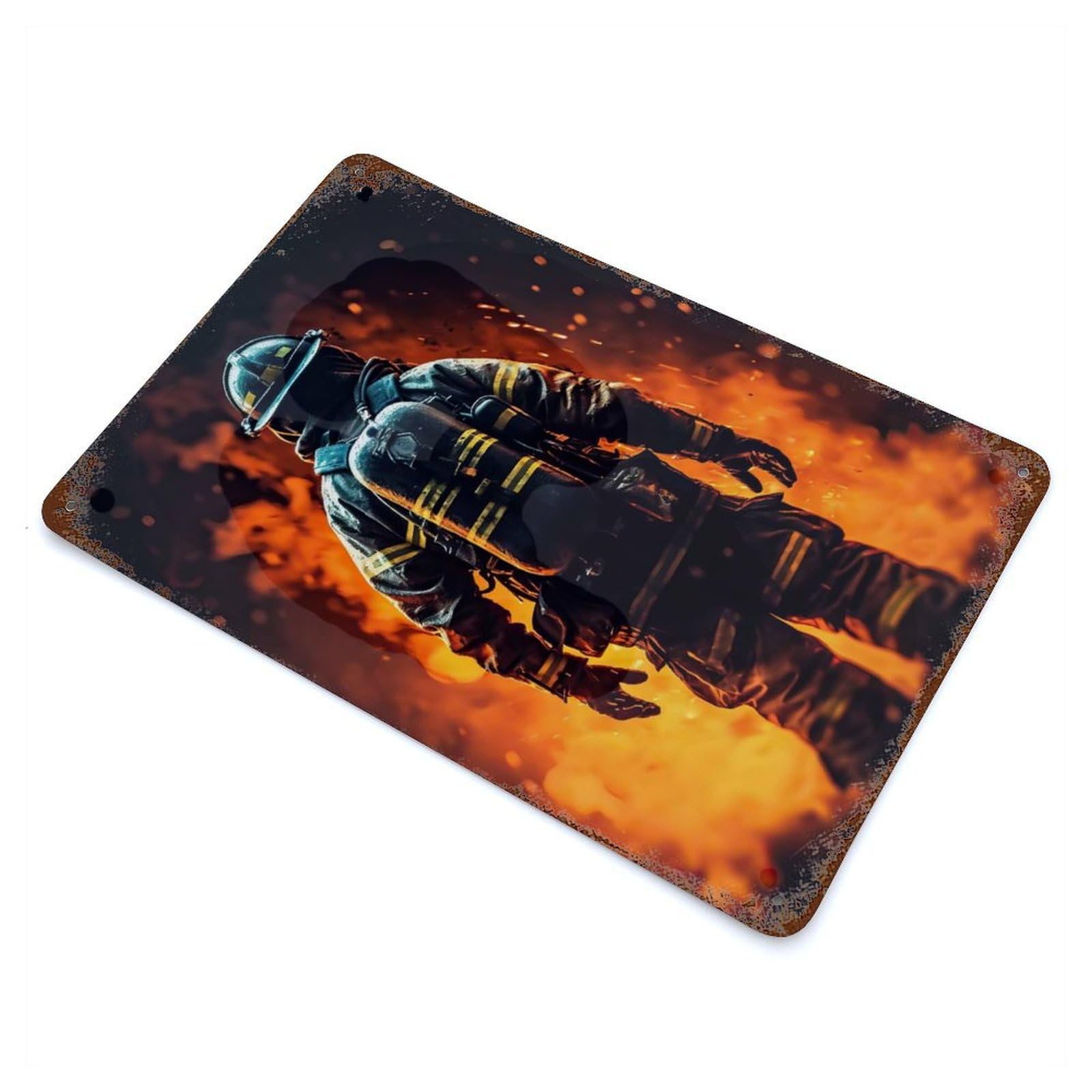 Firefighter Cool Retro Metal Sign 11.8"x7.9", for Pub, Kitchen And Man Cave Decor, Industrial Home Decor