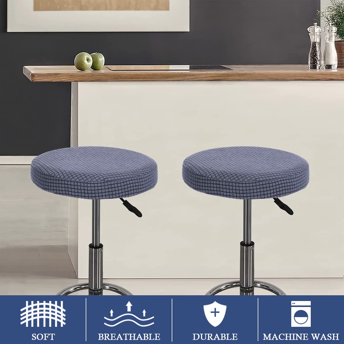 Rr tianshi Coprisedile rotondo per sedia con fasce elastiche, traspirante, grande, copertura protettiva durevole per sedia da bar, ufficio, casa ( diametro 70 cm, A