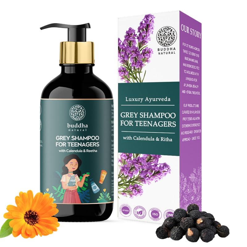 Buddha Natural Greys Shampoo For Teenagers - Ayurveda Certified Natural Shampoo for Natural Black Color & Shine for Hair - 200 ml-image-22