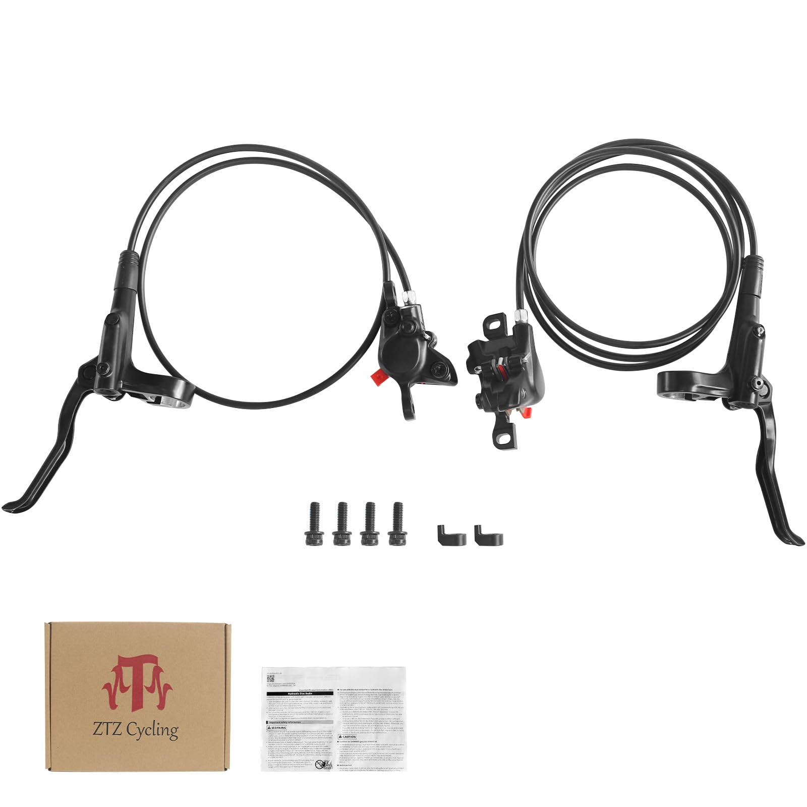 ZTZ MT200 MTB Hydraulic Disc Brakes Set Left Front 800mm Right Rear 1550mm Mountain Bike Hydraulic Brake Mountain Bike Bicycle Disc Brake 2 Piston (MT200 Left Front Right Rear)