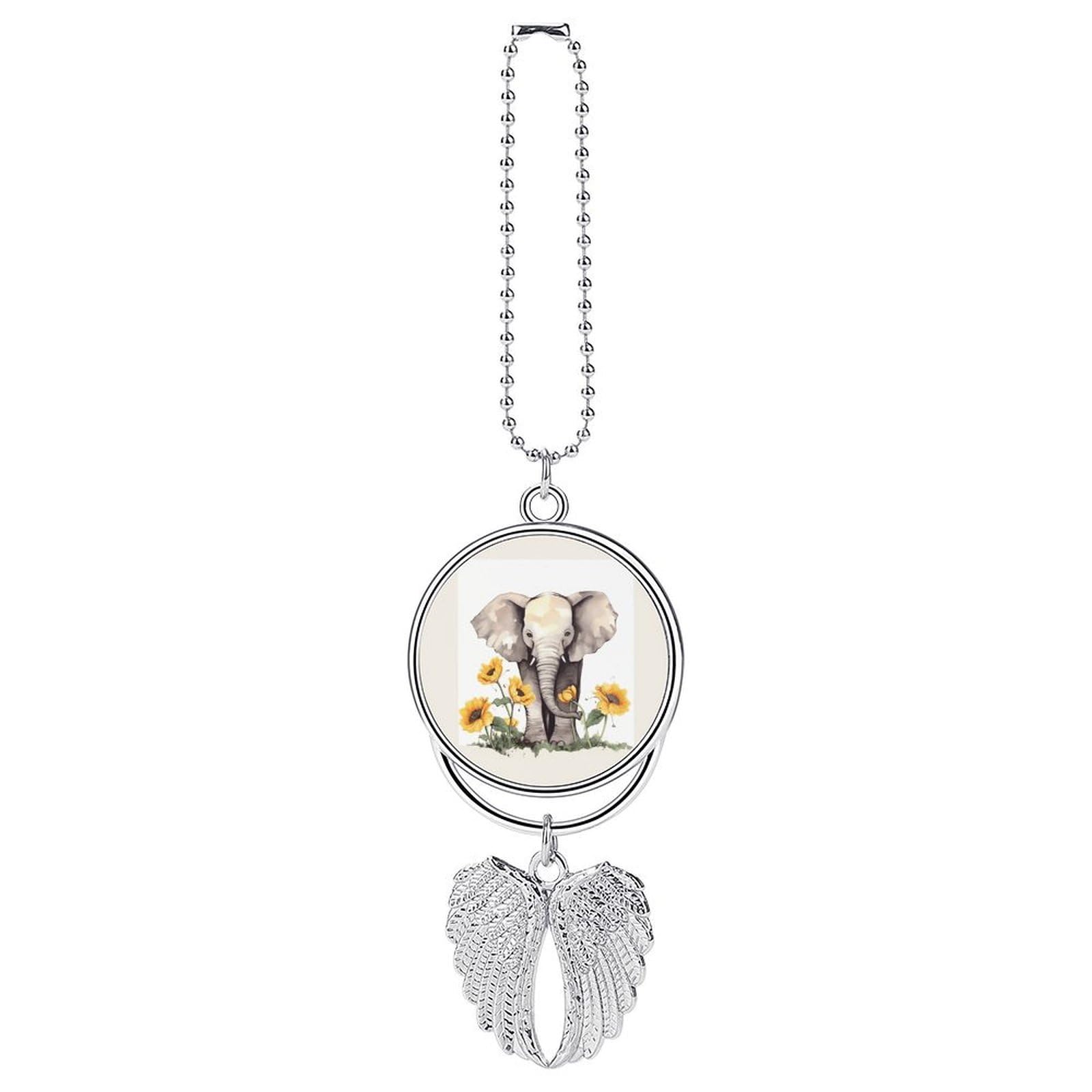 Elephant and Sunflower Car Pendant Hanging Swing Auto Rear View Mirror Hanging Car Rear View Mirror Charm Truck Hanger Ornament Charm for Car Rear View Mirrors Accessories
