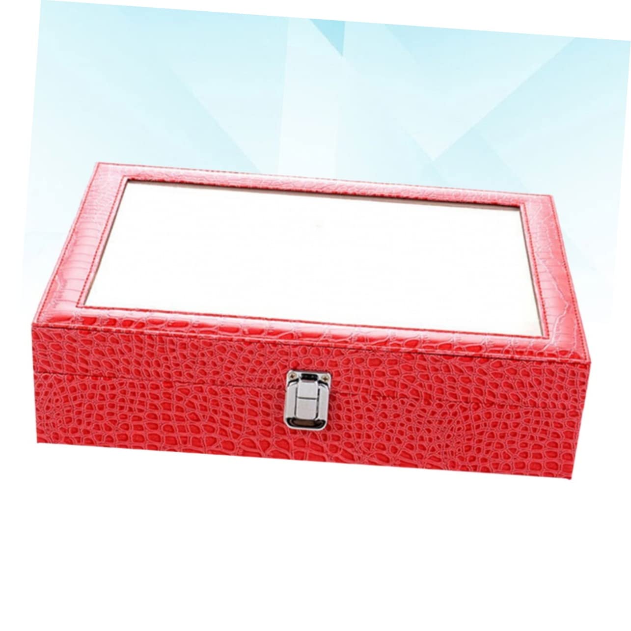 VALICLUD Scatola Espositiva per Occhiali da Sole in Pu, 8 Scomparti, Effetto Coccodrillo Rosso, Organizer per Casa e Negozio | Finestra Espositiva, Uso Casa e Negozio, Organizzatore per Custodire e Mostrare Modelli