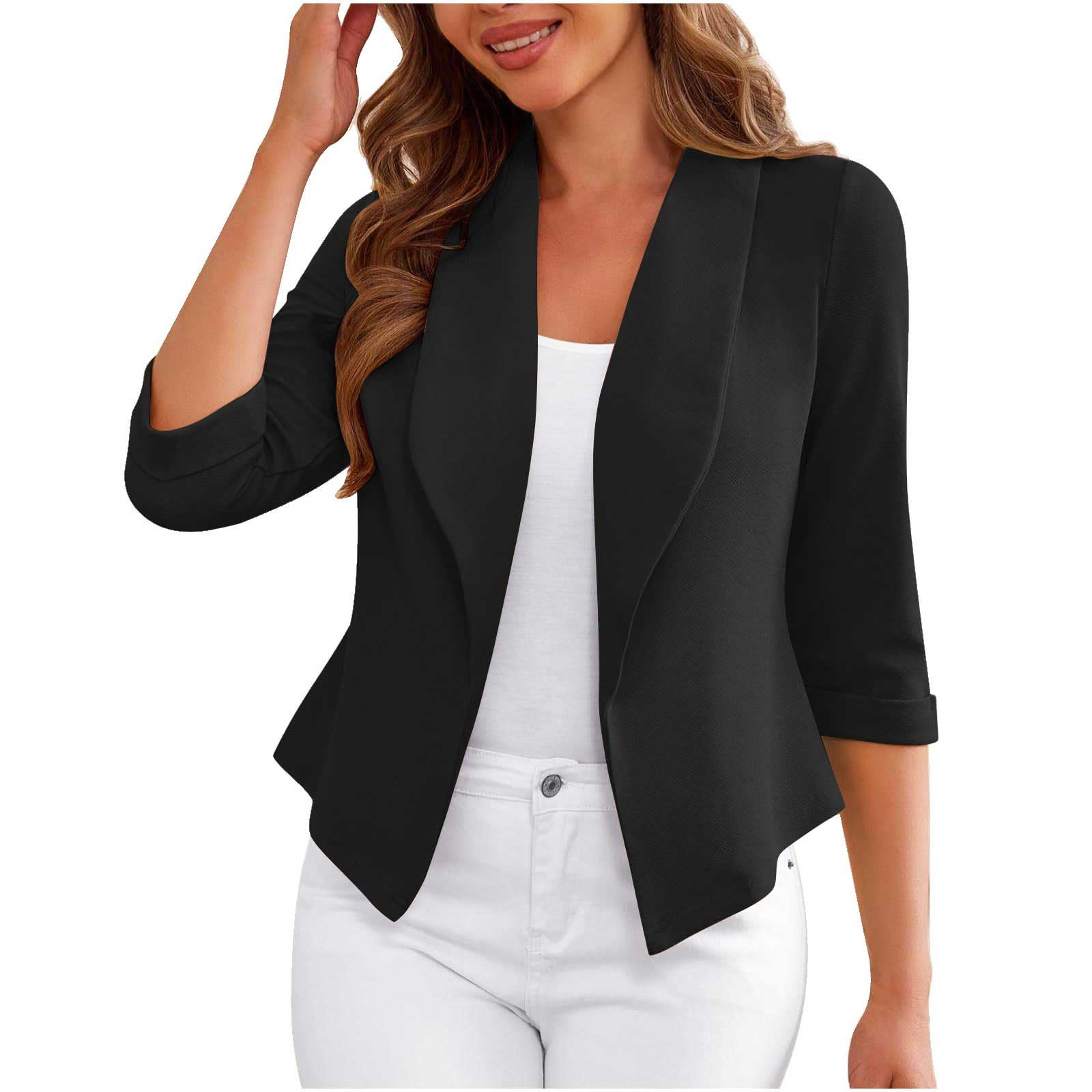 Womens Blazer Blazers for Women Woman Summer Dressy Fashion Professional for Work Job Suits Cropped Cotton Jacket