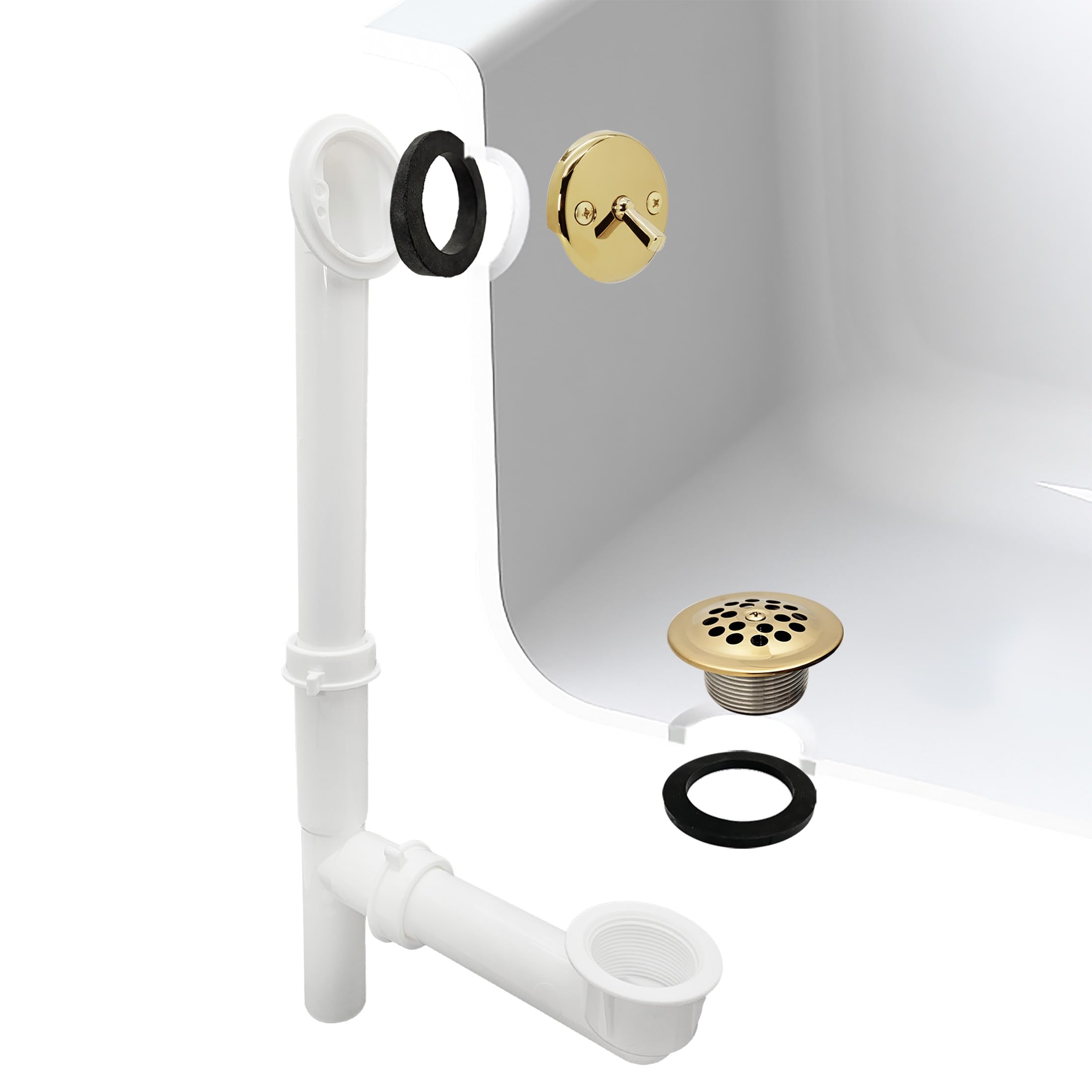 Westbrass 592244-01 Residuos tubulares de baño de 1 1/2 Pulgadas de Color Blanco, latón Pulido