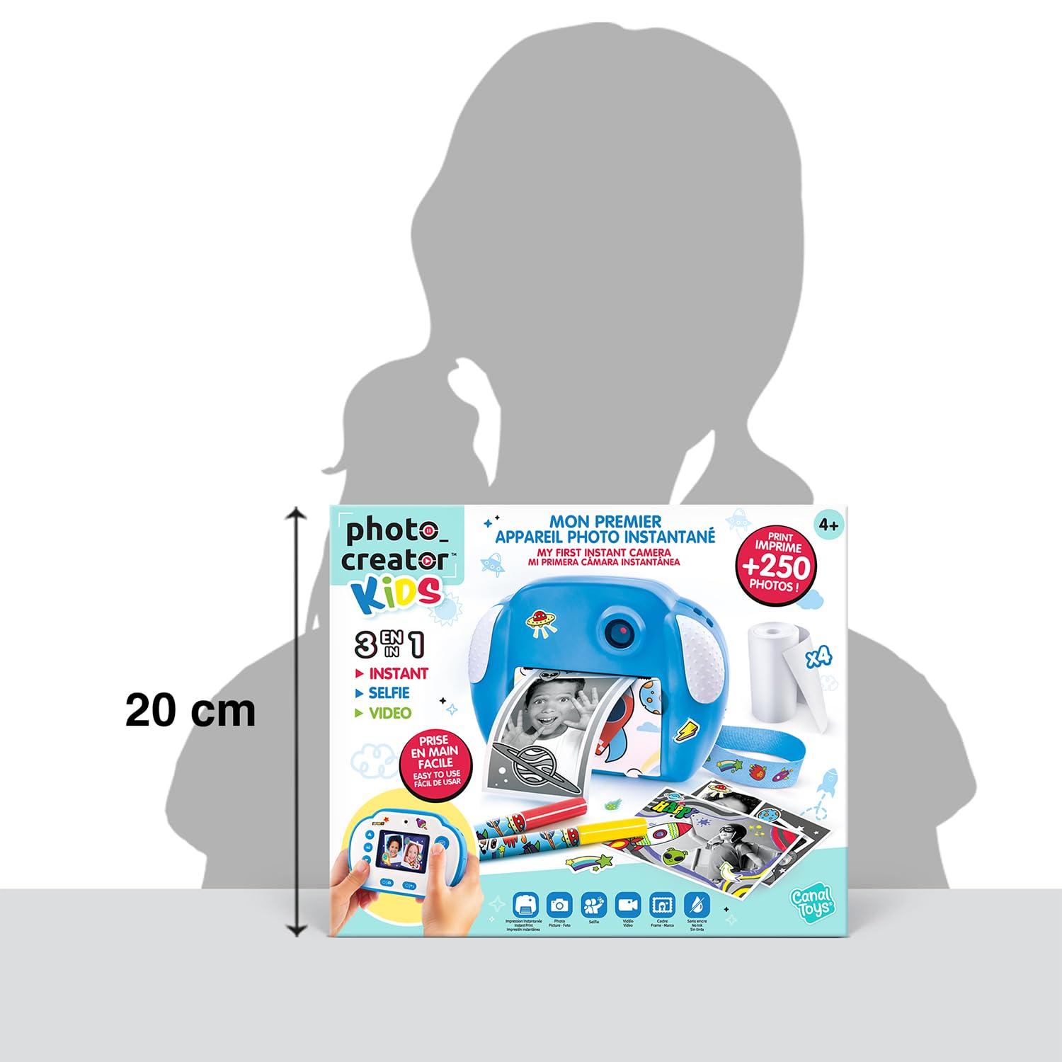Canal Toys - Photo Creator - Appareil Photo à Impression Instantané - Selfie & Caméra Vidéo - Impression sur Rouleau de Papier Photo Thermique, sans Encre - Cadeau pour Enfant - Dès 4 Ans - CLK 011