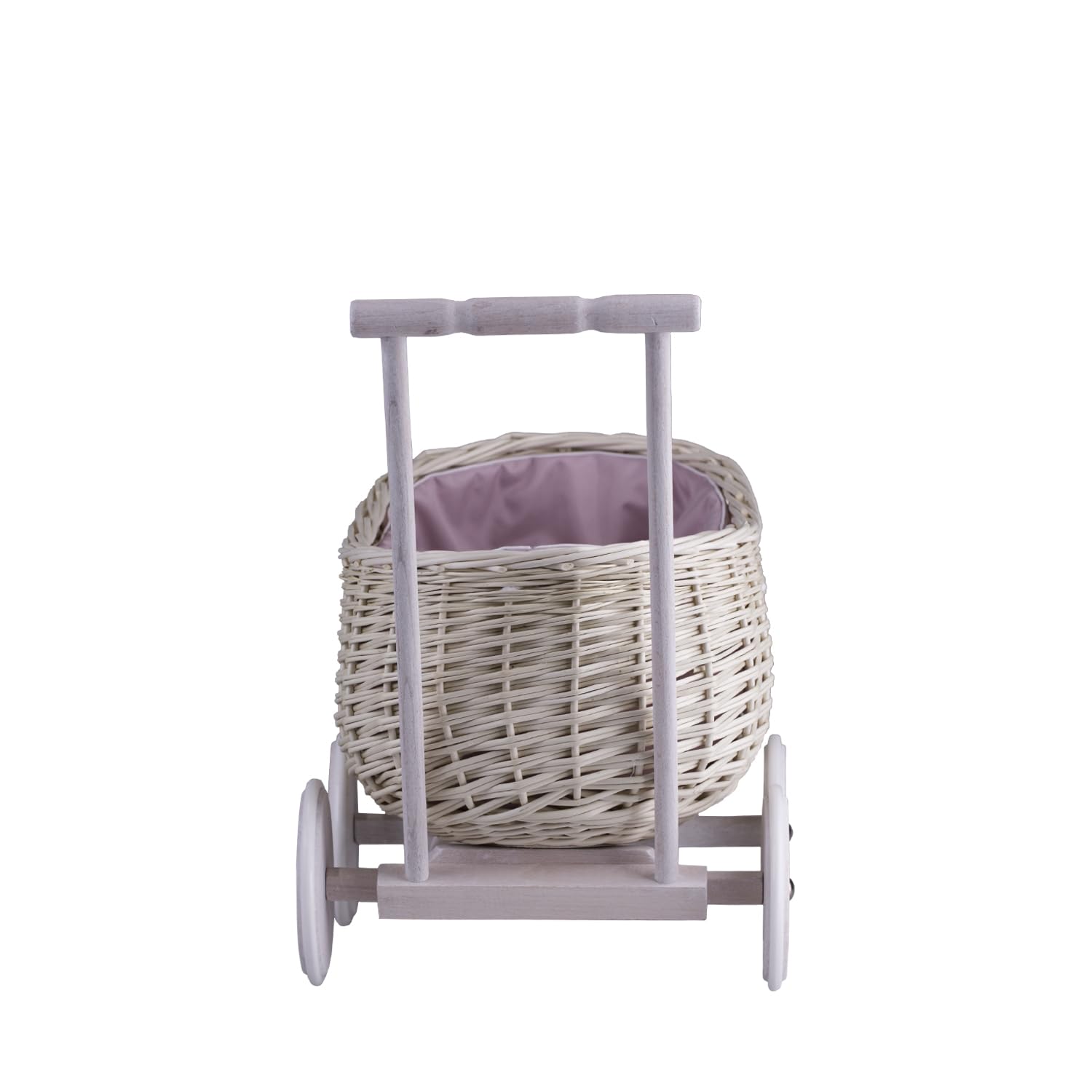 Carrello in vimini, ideale come regalo per ragazzi e ragazze, giocattolo in vimini (crema)