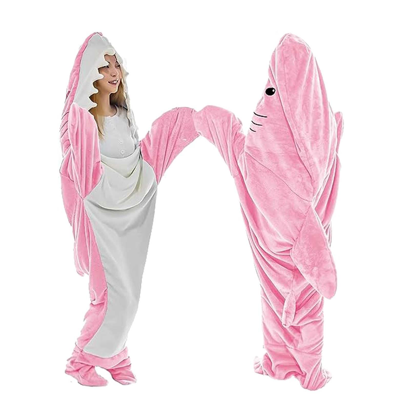 Plaid requin portable bleu de 150cm idéal pour les soirées pyjama