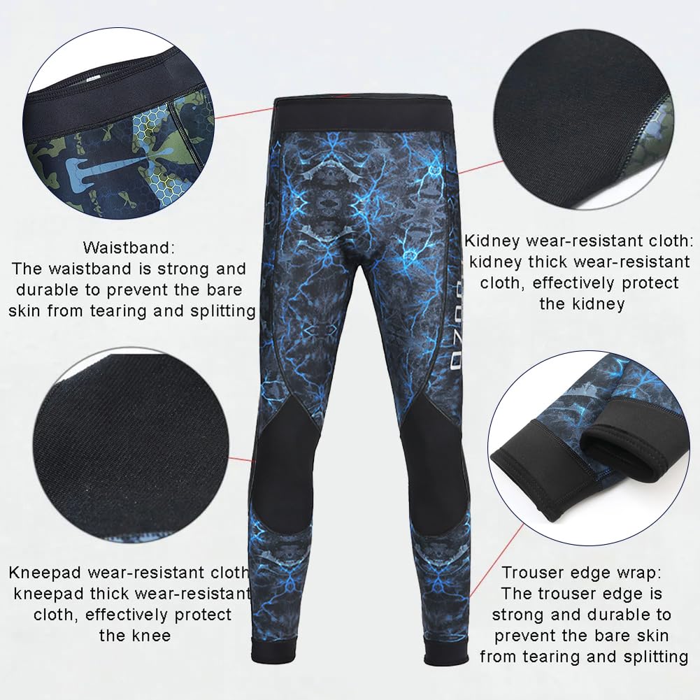 LEIDIMUS Muta da Pesca Subacquea in Neoprene 5MM con Cappuccio, 2 Pezzi A Maniche Lunghe, Tuta Mimetica per Apnea in Acqua Fredda