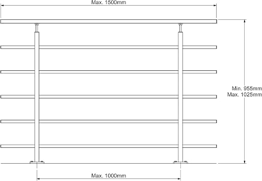 DOLLE Parapet Railing Set Aluminium Mounted Square Design 150 cm