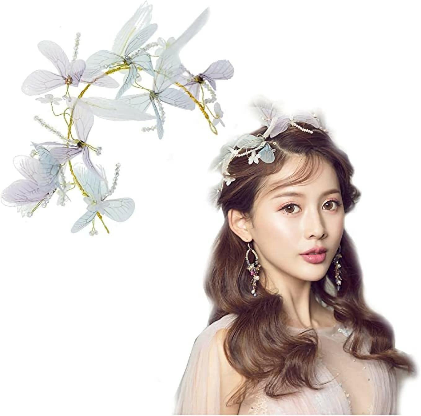 SYOSIHairband Wreath Girls, Wedding Boho Floral Crown, Elastic Ribbon Colored Headband, Hair Band, Wedding Hair Wreath Flowers, Headdress Headbands Garland Ladies Adjustable