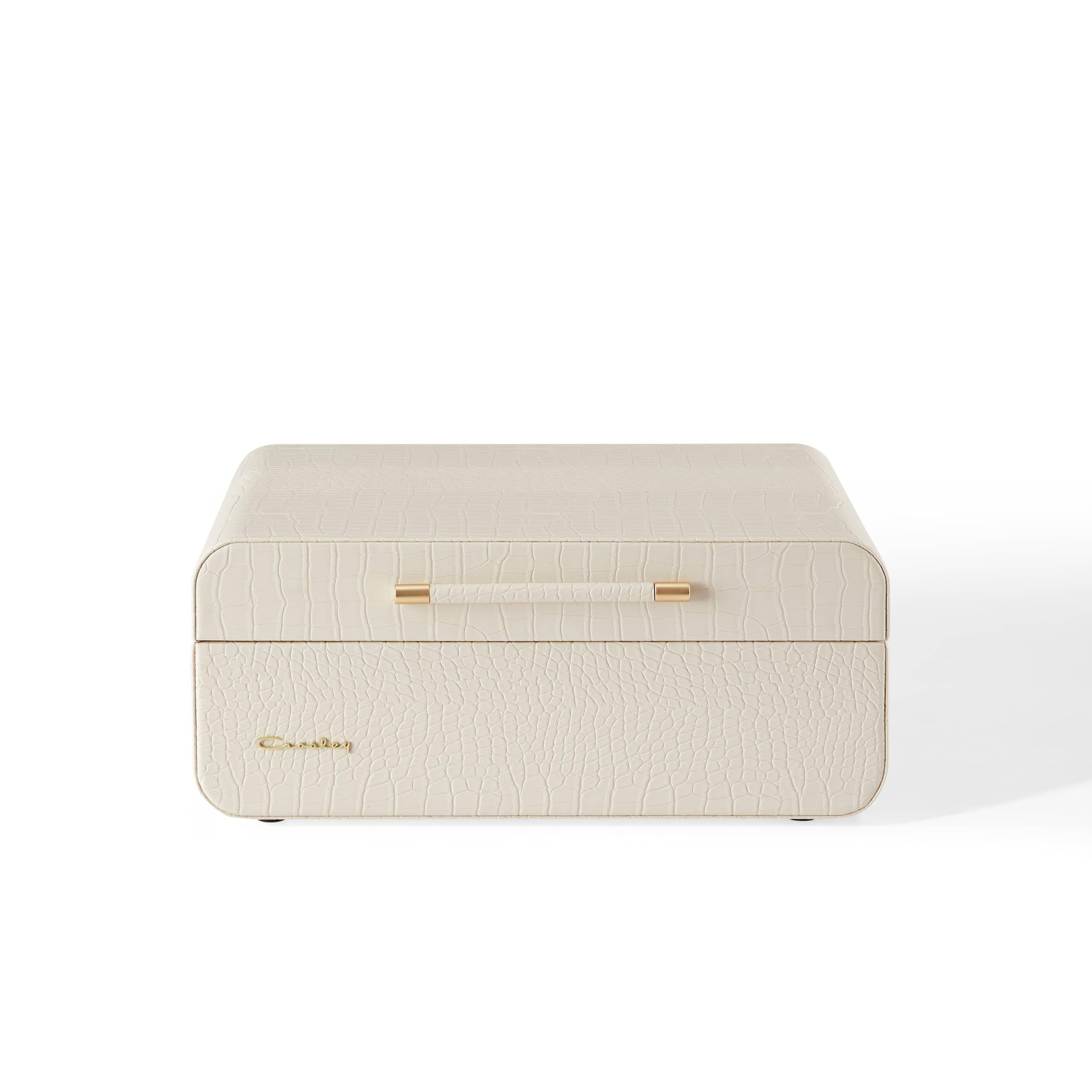 Crosley Mercury Giradischi Vinili con Bluetooth In/out - Giradischi Vintage Design - Lettore di Dischi a 3 Velocità - Per 7", 10" e 12" - Portatile con Custodia Integrata - Crema
