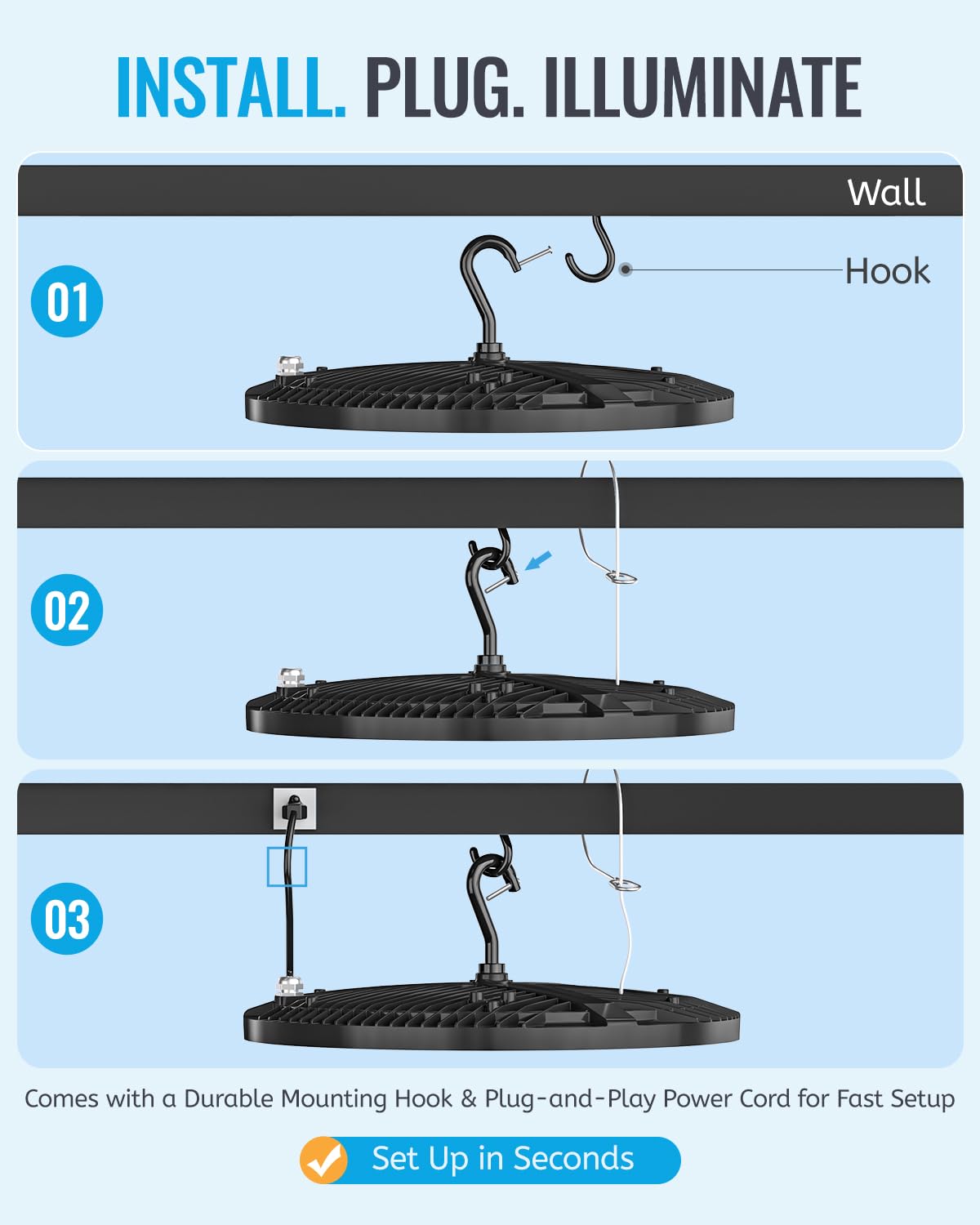 6Pack 150W UFO LED High Bay Light 21 000lm 5000K Daylight Commercial Lighting IP65 Waterproof Shatterproof Fixture with — view 7