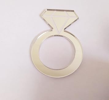 Acrylic Mirror Napkin Ring, Bling Diamond Napkin Ring for Wedding Signs, Bridal ShowerParty Decor, Engagement Ring Shaped Crafting Sets of 10 Silver Mirror