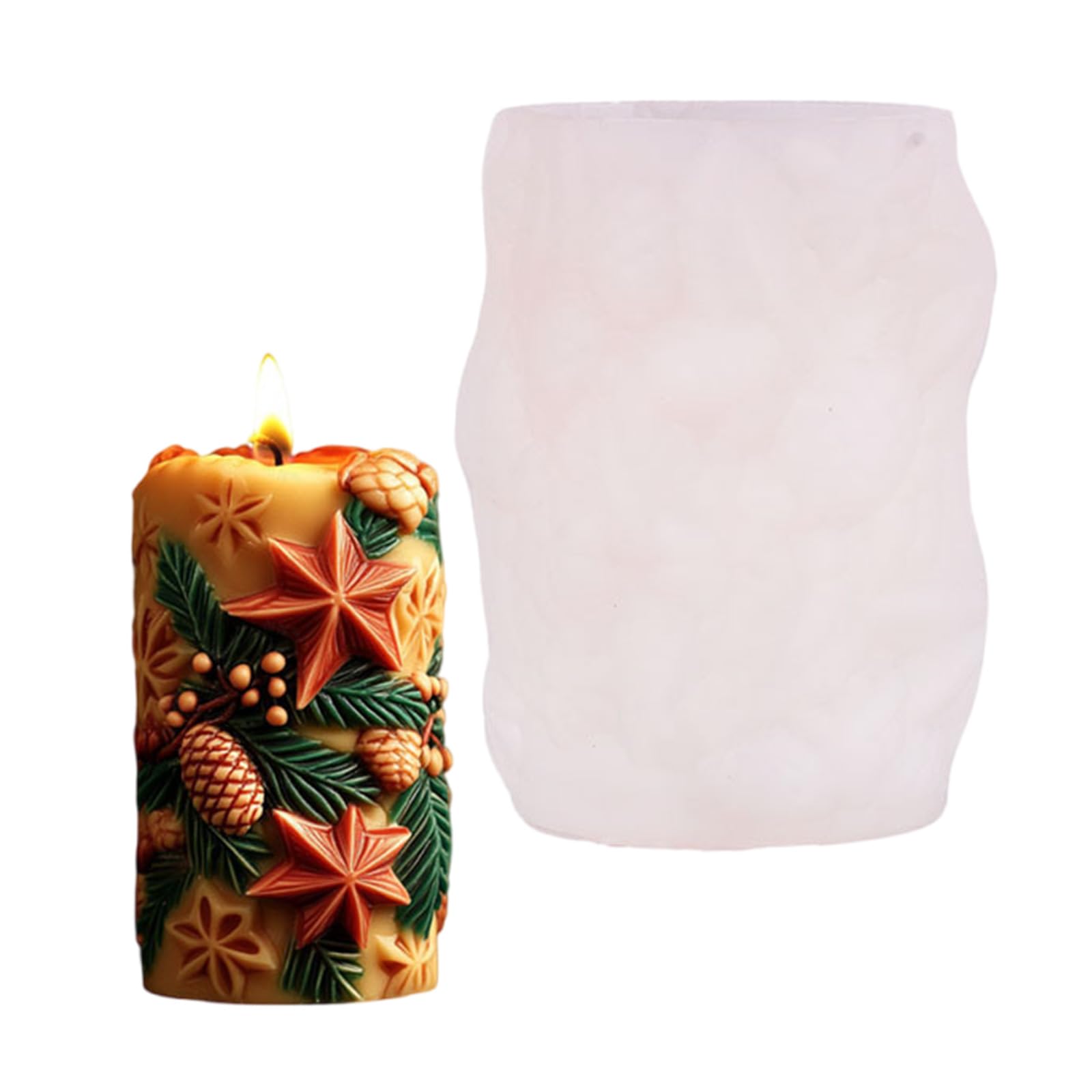 Tsophreniq Christmas Silicone Mold Cylinder for Making Soap Chocolate Baking Christmas Snowflake