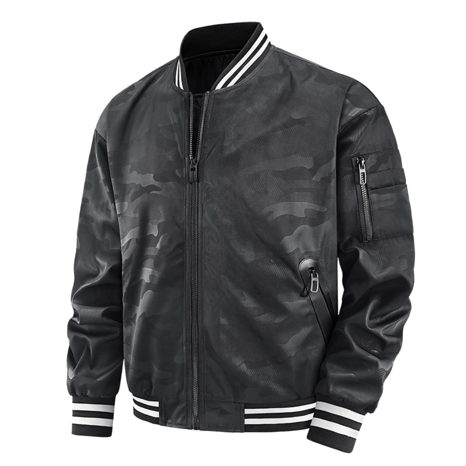 Generisch Softshelljacke Damen Wasserdicht Einfarbige, große Outdoor- und Winterjacke für Männer mit mehreren Taschen Revers, Baseballjacke den Fluganzug der Luftwaffe