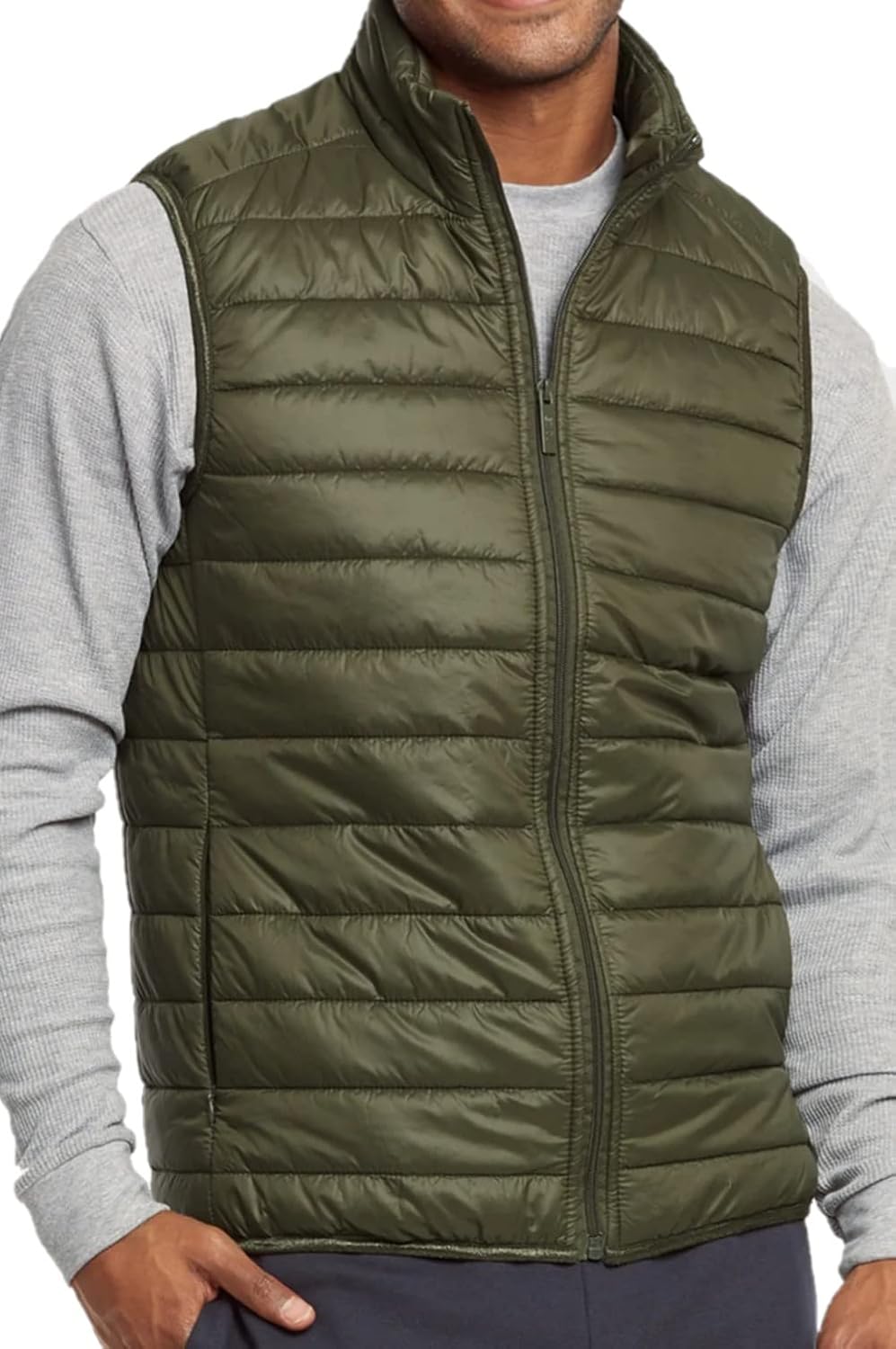 Men's Lightweight Full Zip Puffer Vest, Black S, 1 Count, 1