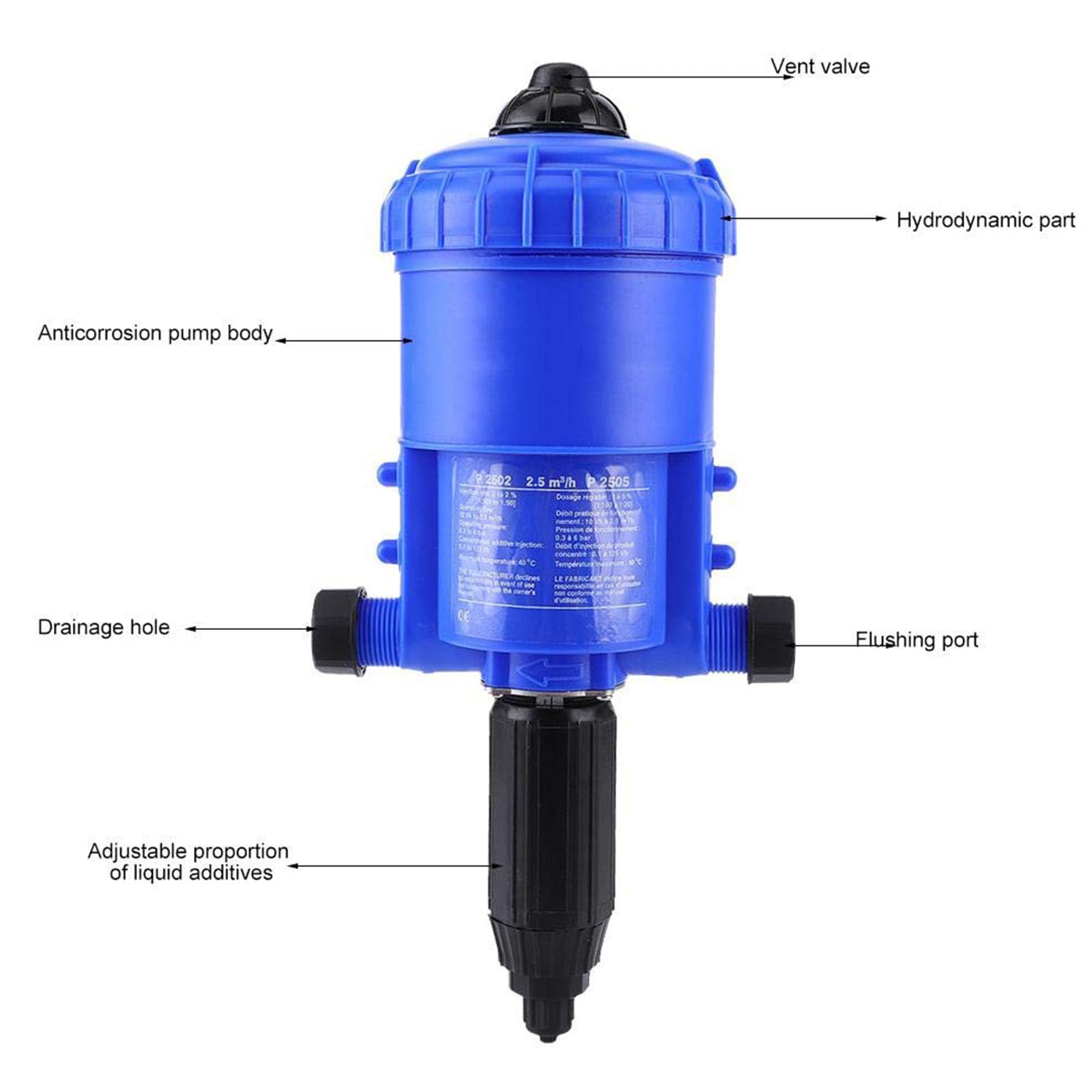 Dispositivo de tiro proporcional permanente para la higiene industrial y el mantenimiento de riego de cultivos Plan gratuito, ventilador de gestión alimentado por presión de agua ABS y acero