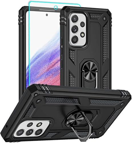 Funda para Samsung A53 5G, Galaxy A53 5G con protector de pantalla HD, grado militar de 16 pies probada en caídas, anillo protector a prueba de