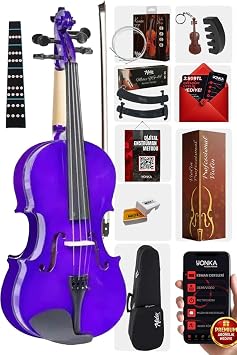 Midex HGA44PU-TYS Purple 4/4 Full Size Violin Set (Pillow Replacement Wire Silencer Bag Spring Resin Method)