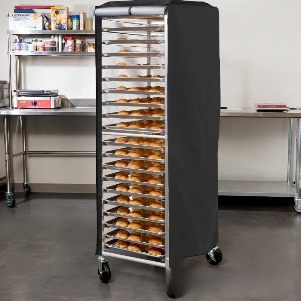 Housse robuste pour étagère de boulangerie 420D | avec fenêtre transparente, protection étanche à la poussière | pour poêle à pain à 20 niveaux, feuille de rangement ventilée 58,4 x 71,1 x