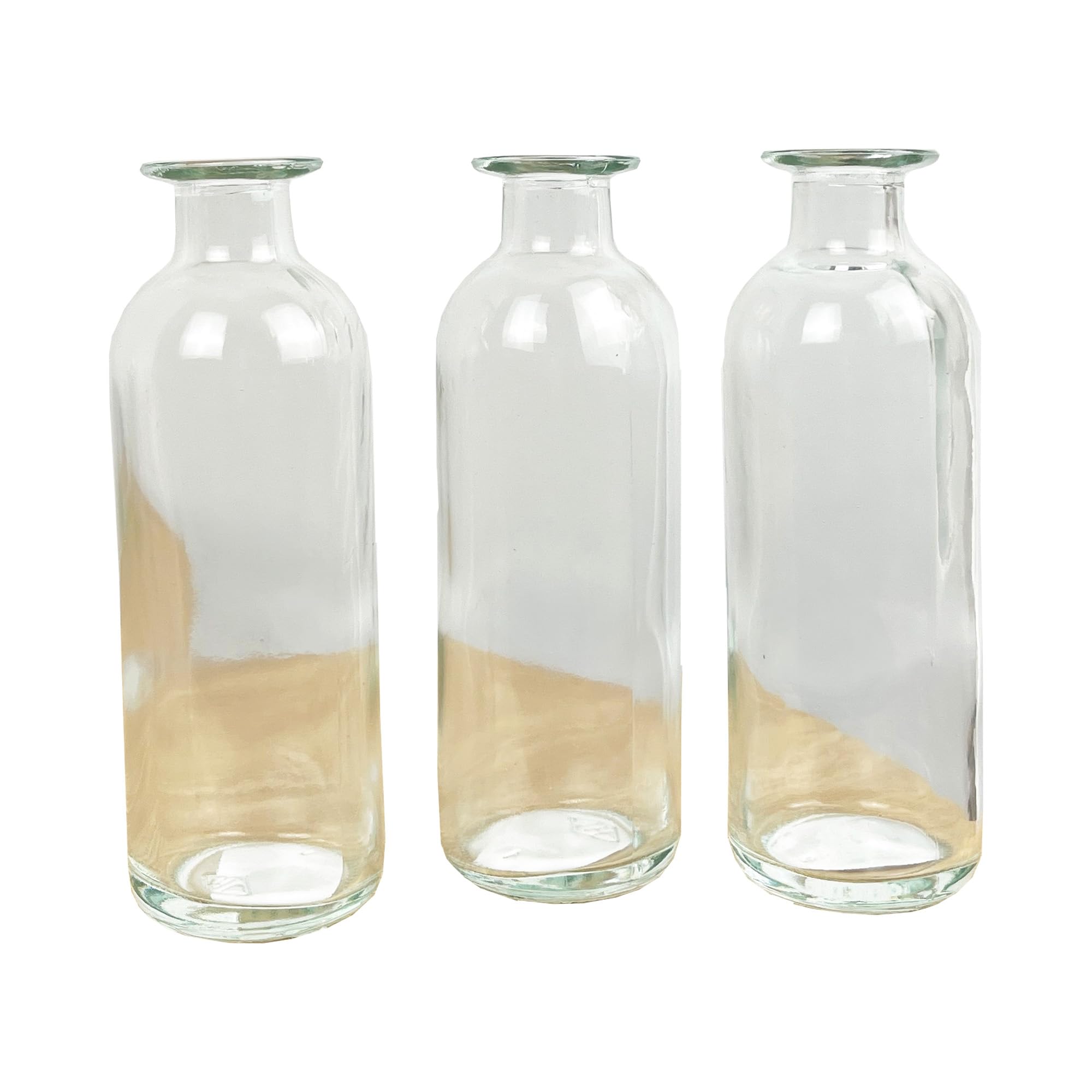 Set of 6 Clear Glass 16cm Tall Vintage Style Bottle Bud/Posy Vases Home Decorations