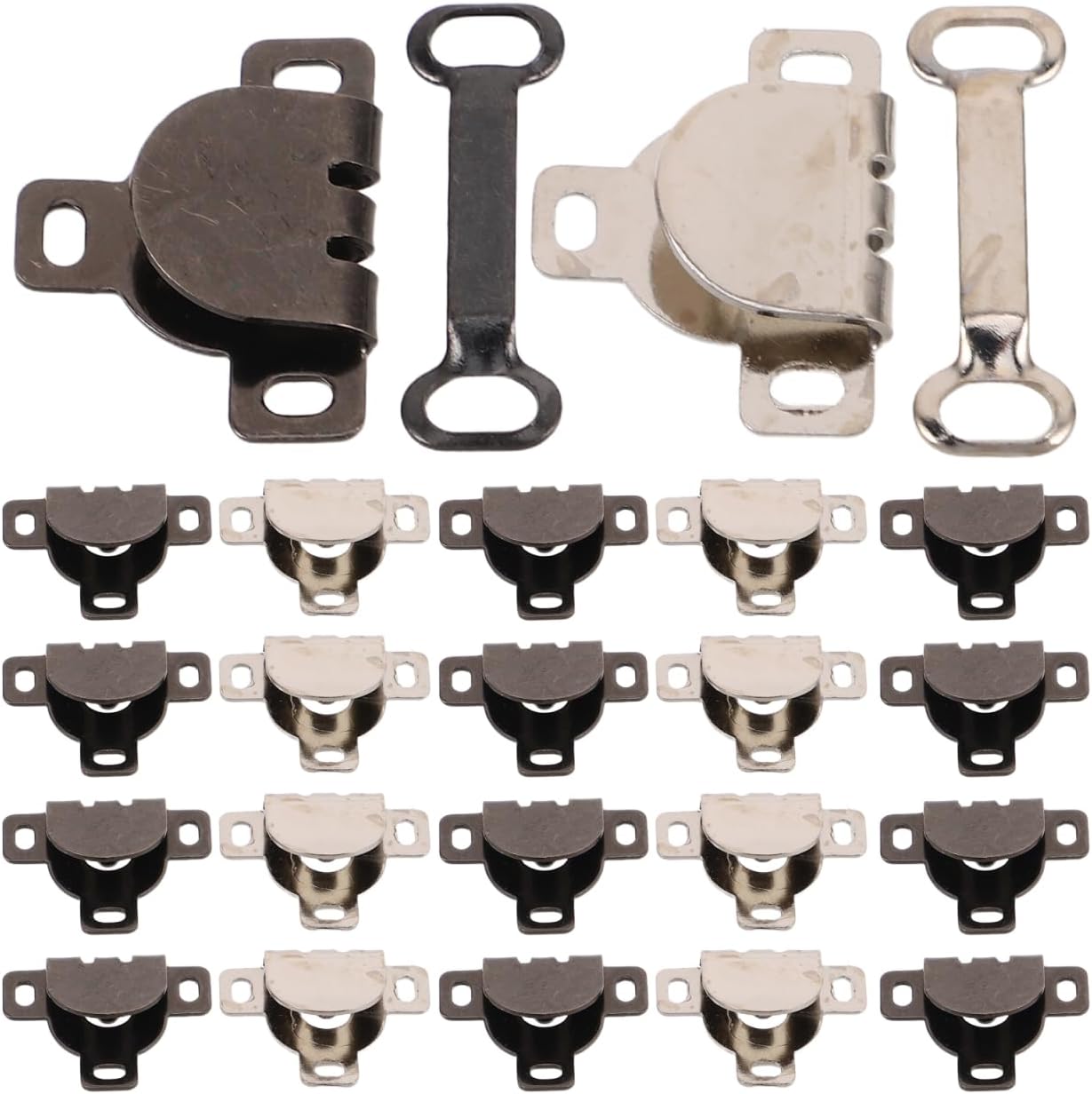 Healeved Metal Pants Fastener Hook and Bar Set 20Pcs Sewing Closure Clips for Waist Tightening on Trousers Skirts and Bras in Silver and Black