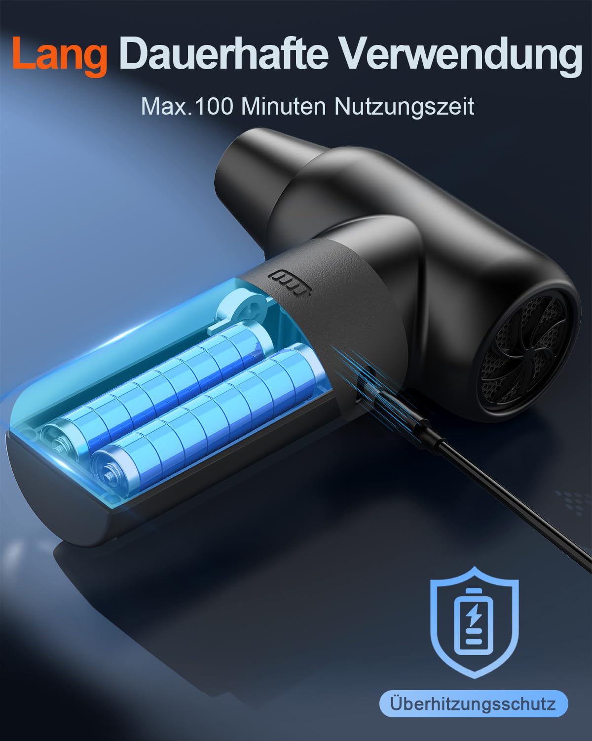 Elektrische Staubgebläse, 3-Gang 180000 U/min Compressed Air Duster USB Wiederaufladbar Druckluftspray PC Reinigungsset Mit Akku mit großer Kapazität für Laptop,Tastatur,Auto,Bürogeräte,Sofa