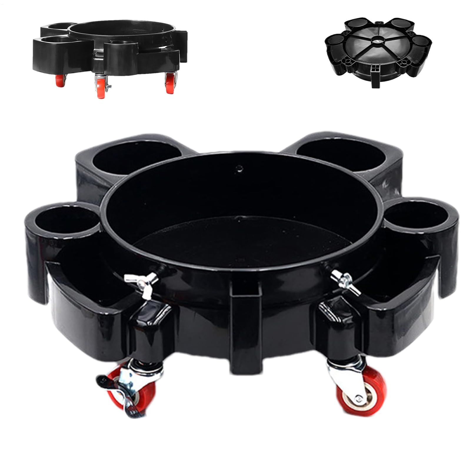 Carrito de cubo, carrito de limpieza de lavado de autos con 5 ruedas | herramientas de lavado de automóviles resistentes, carrito de cubo fácil de empujar con bandeja de herramientas para pulir