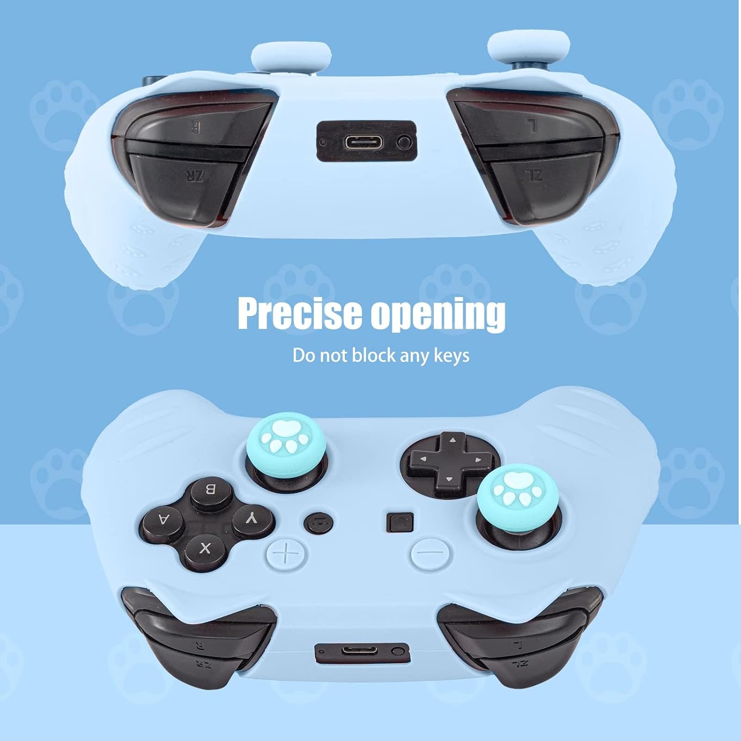 Switch Pro Controller Skin Silicone Cover - Anti-Slip Grip Cat Paw Design with Joystick Ring Guards, Protective Case Shell, Custom Cute Kawaii Accessory - Not for Switch 2, PowerA or Third-Party Model