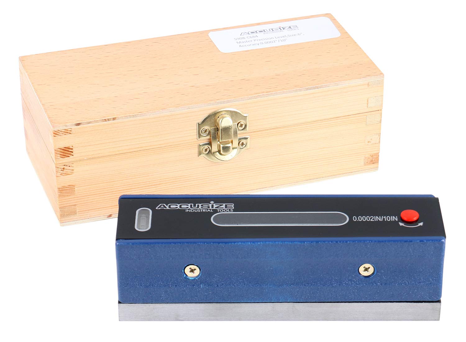 Accusize Industrial Tools Nivel de precisión maestro de 6 pulgadas en caja ajustada, precisión 0.0002 ''/10 '', S908-C684