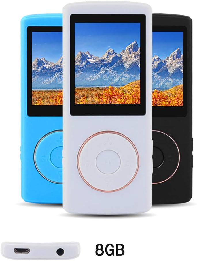 Ultrave MP3/MP4 Player with 8G Memory, Portable Lossless Sound Player, Rechargeable MP3 Player, Also Support Ebook, Image, 1.8 inches LCD Screen MP3 Music Player - White