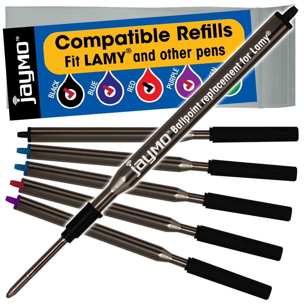 Replacement for Lamy M16 1200150, Ballpoint Refill, 2Black+2Blue+Red+Purple