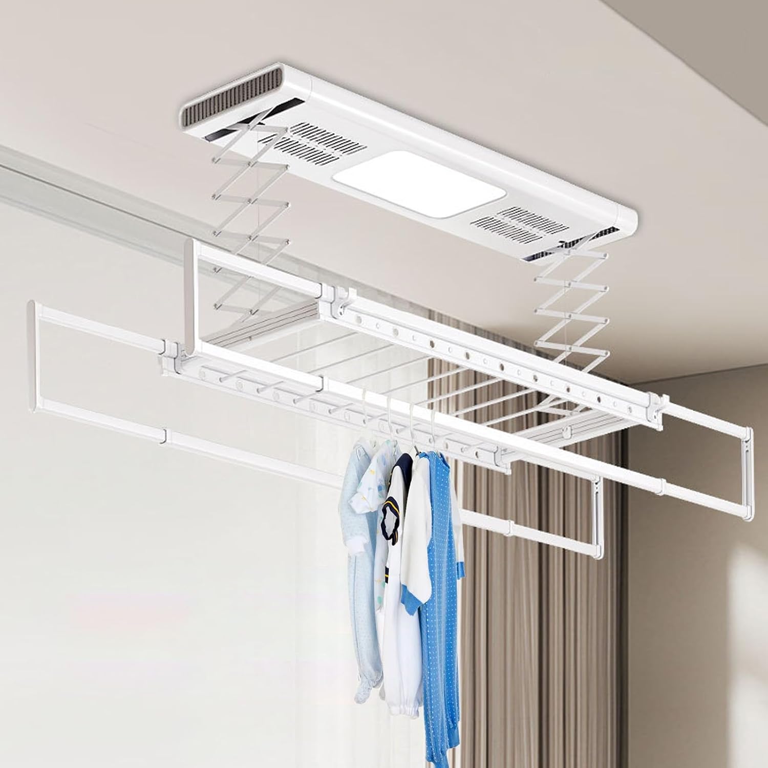 Foldable Space-Saving Clothes Rack Floor-Standing Clothes Rack Tripod,Clothes Drying Rack Tripod Portable Foldable Space Saving Laundry Drying Rack，Electric Clothes Drying Rack with Remote C