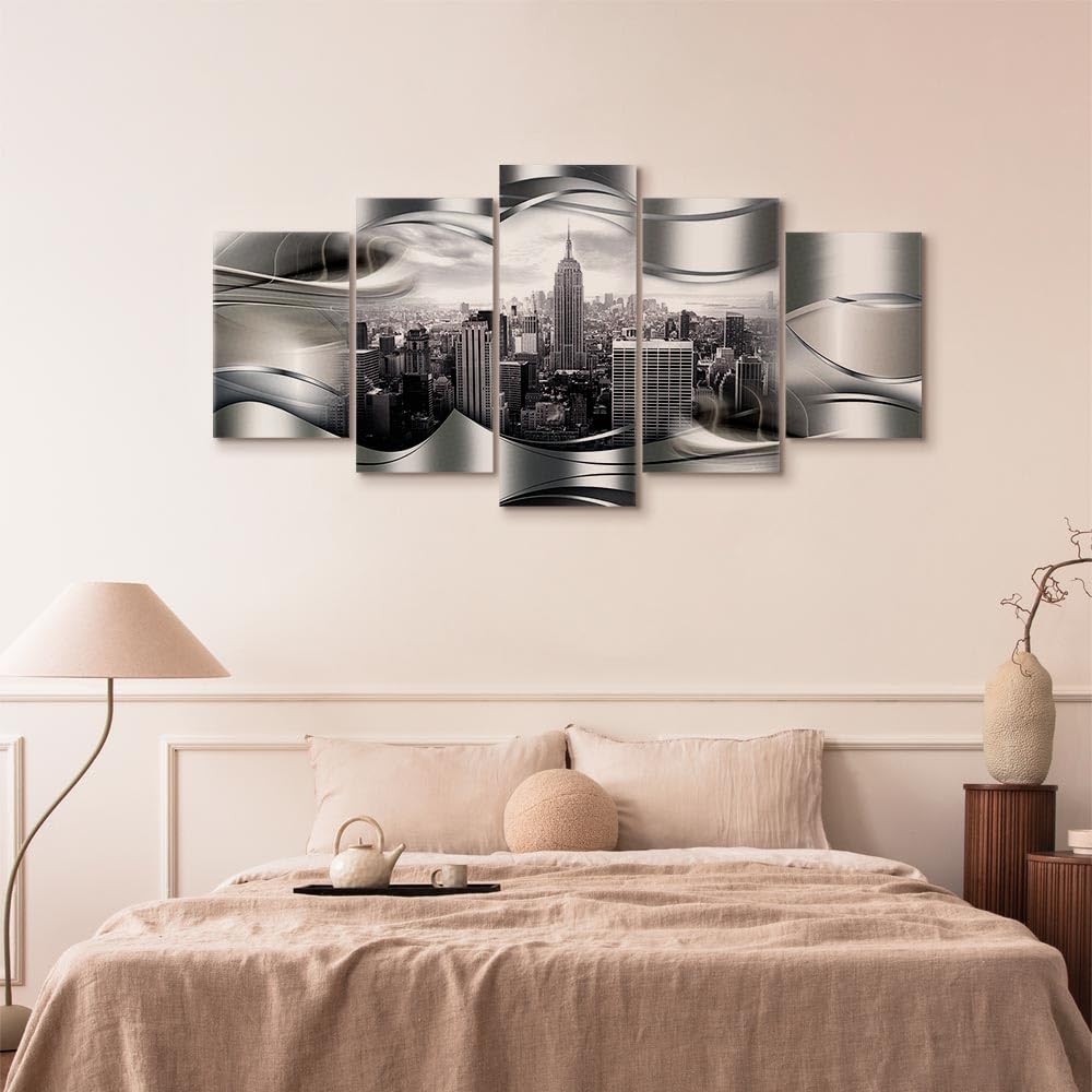 Cuadros B&D XXL - Cuadro en Lienzo 225x112 cm New York 5 piezas - Impresión en material tejido no tejido cuadros decoracion salon modernos lienzos - Ciudad Paisaje Nueva York NY d-A-0032-b-o