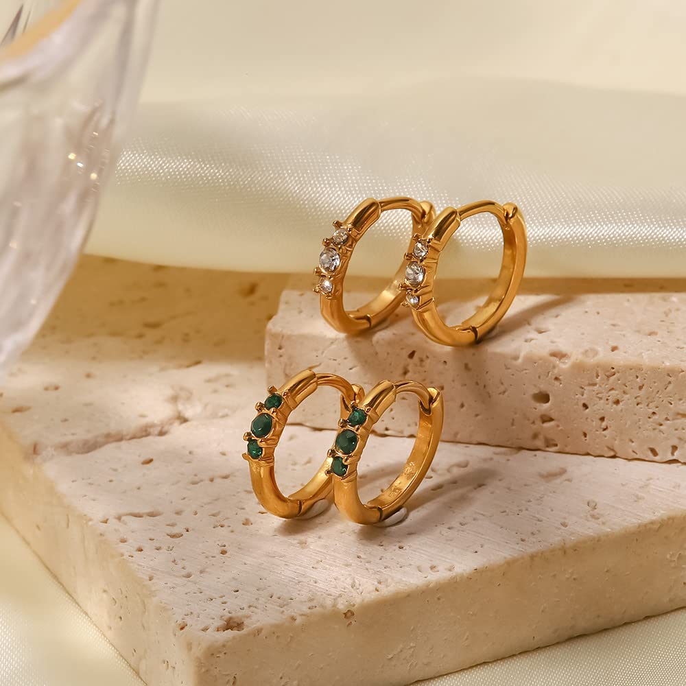 CFWSHJ Creolen aus 14-Karat-Massivgold über S925-Sterlingsilber, Set mit Perle und Moissanit, Klassische Vintage-Creolen, Luxus-Brautschmuck für Frauen