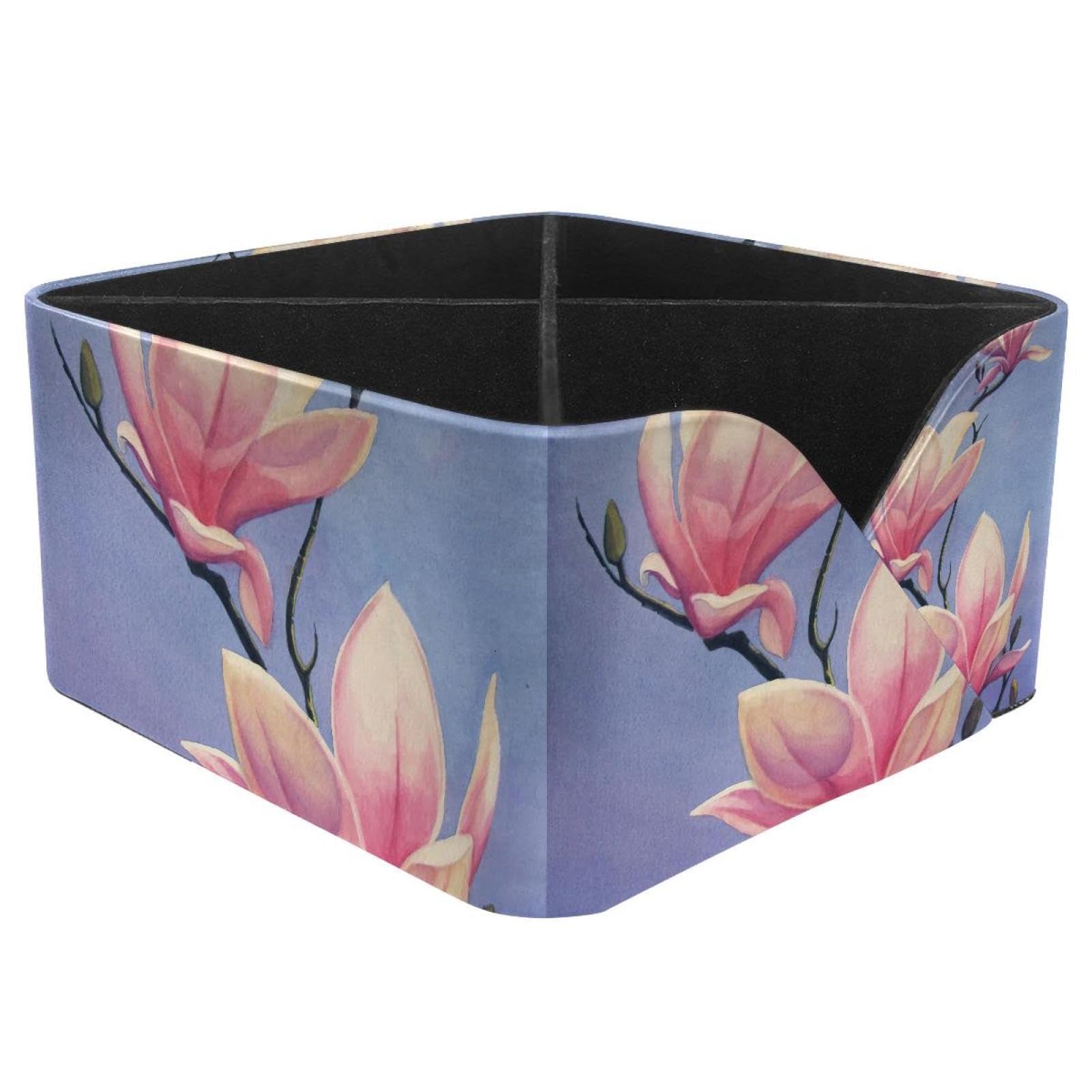 KengjuTesu Magnolia Paintings Desktop Organizer Pen Holder, Rectangular Pencil Cup for Office, Study and Makeup Stations