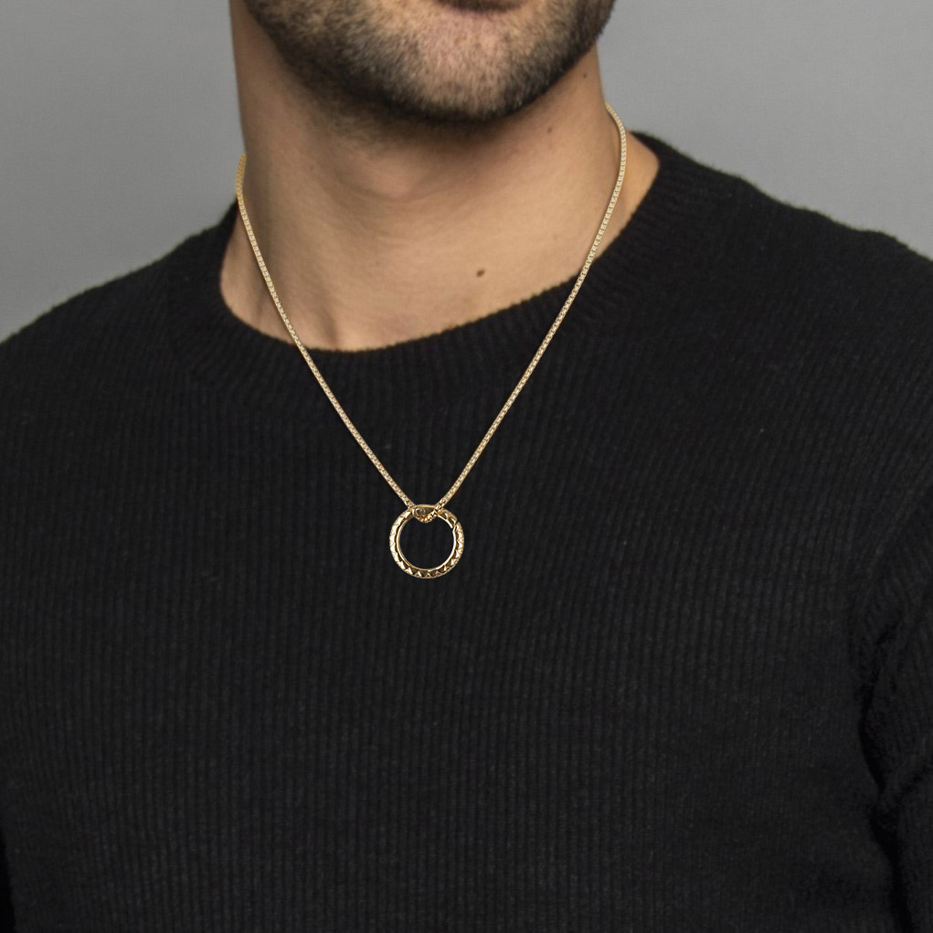 GAVU Stainless Steel Black Ring Holder Pendant Necklace for men