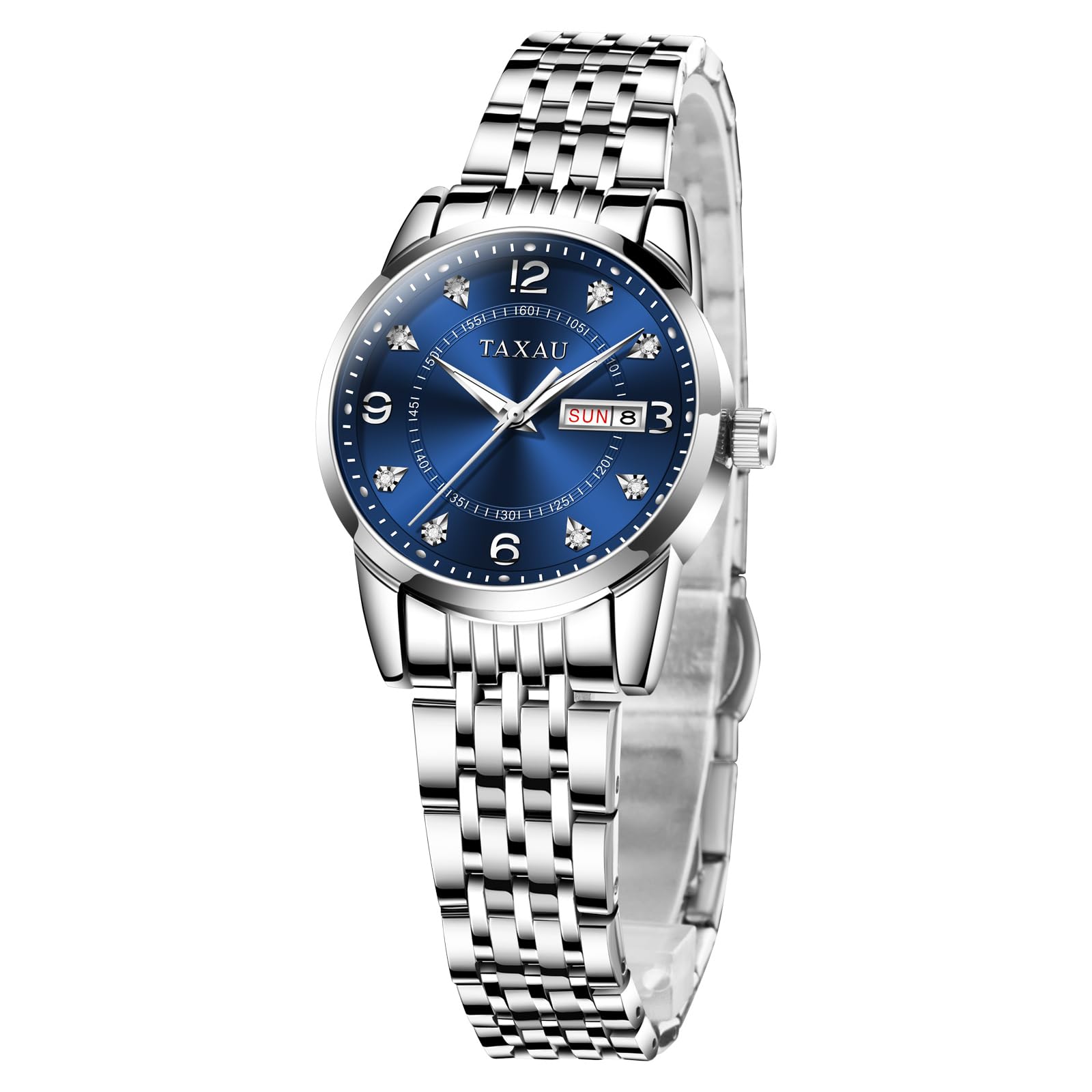 Taxau Herren Uhren Lederarmband Schwarz Ziffernblatt Analog