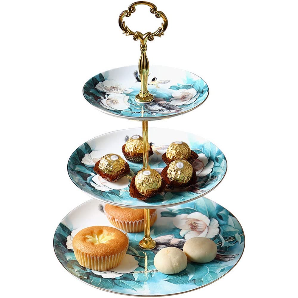 Soporte de Magdalena de 3 Niveles, Soporte de Postre, Hueso China Soporte de Servir Escalonado, Bandeja de Torre de Postre for la Fiesta de té, Baby Shower y Boda