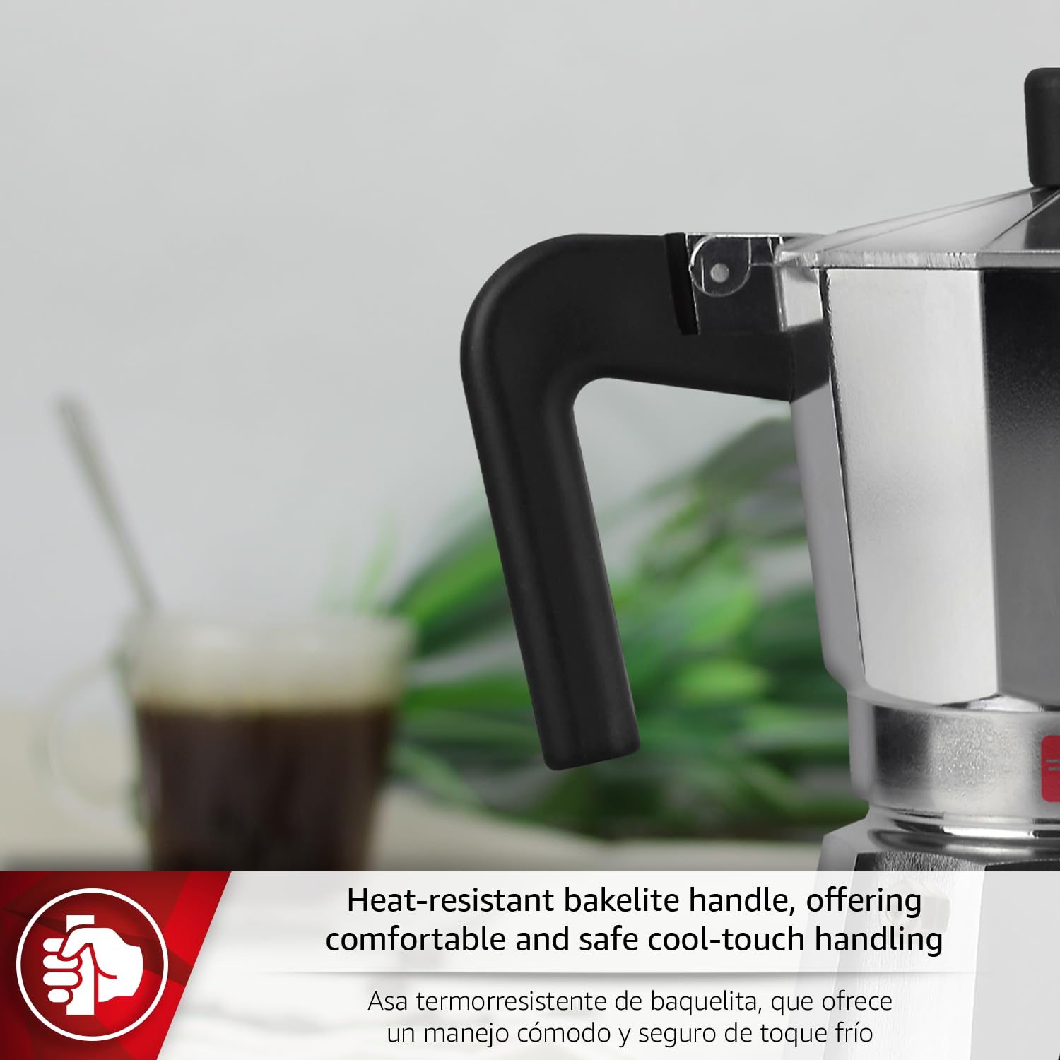 Magefesa Kenia - Cafetera espresso Moka para estufa, 9 tazas/15 onzas, cafetera italiana para café cubano, aluminio extragrueso, mango resistente al calor, segura y fácil de usar, cafetera Greca