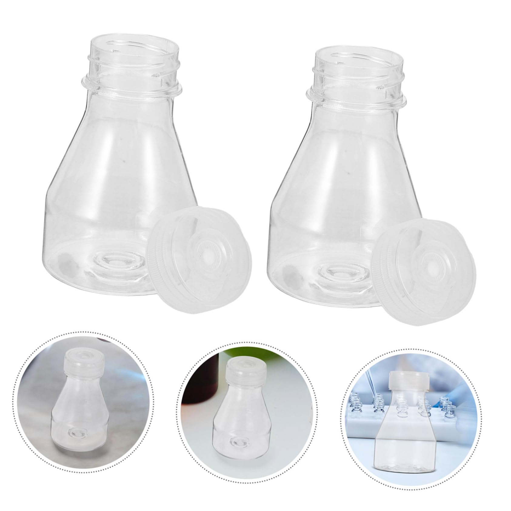 TOPBATHY Botellas de Plástico Reutilizables para Cultivo Celular, Paquete de 2 Unidades